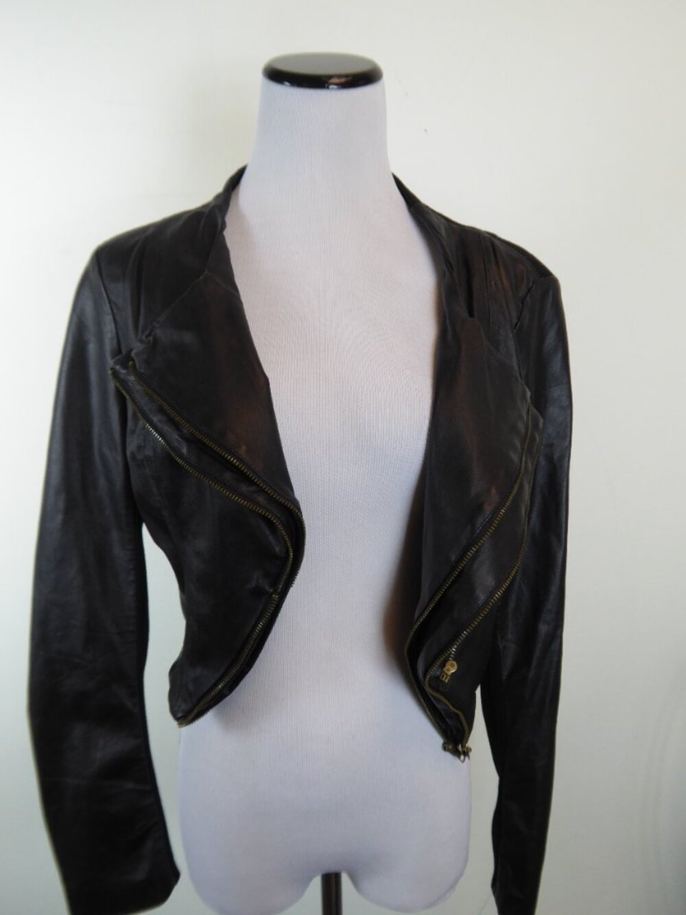 Line & Dot lamb leather zip moto cropped jacket L